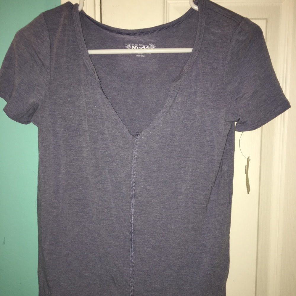 Grayish blue v neck shirt